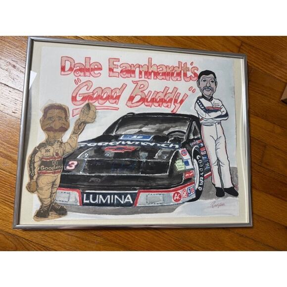 Fan Art Dale Earnhardt's "Good Buddy" by R Wylie 20" by 16" - Picture 1 of 5